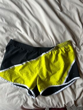 Nike Women’s Two-Tone Black & Neon Yellow Athletic Shorts